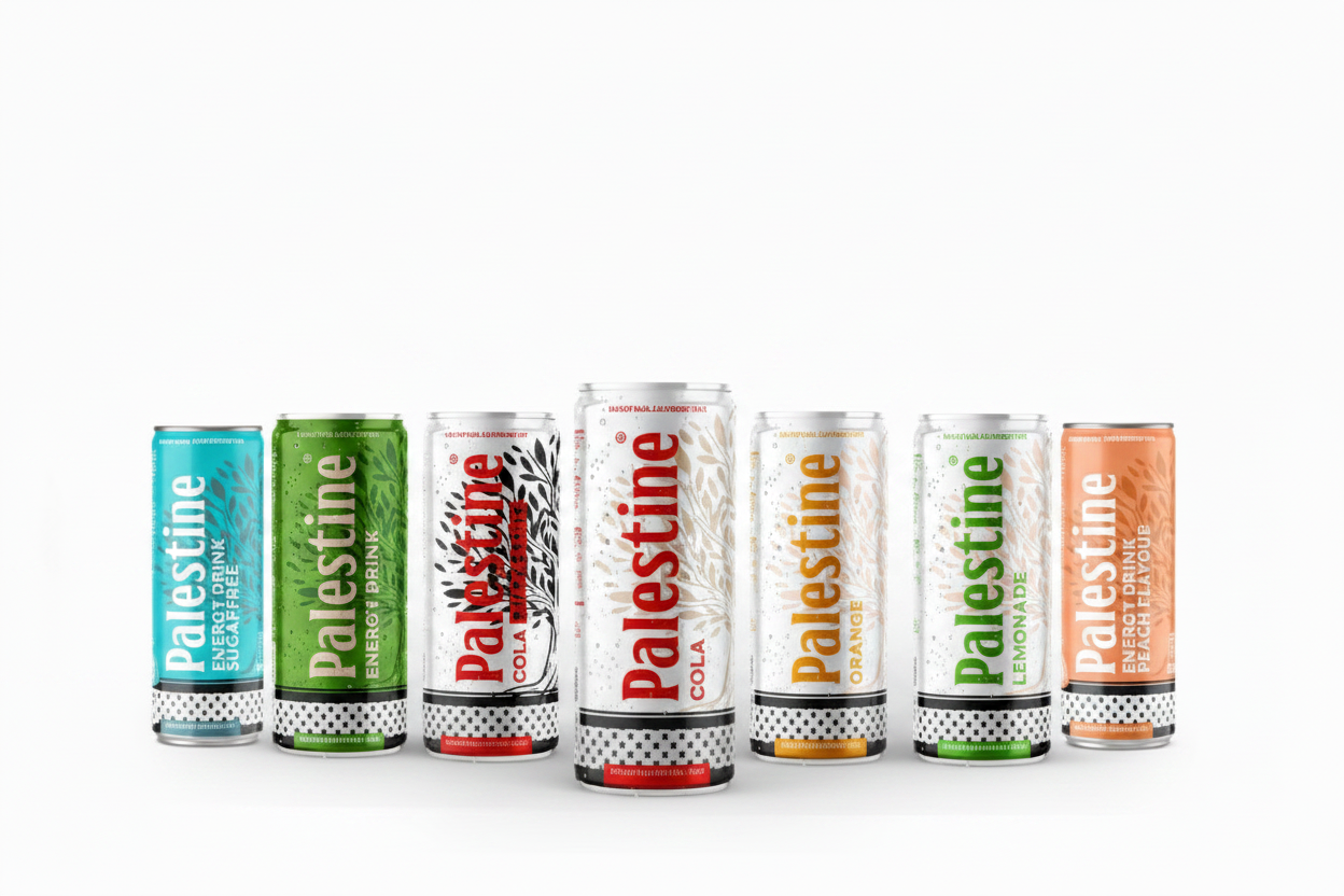 Latas de Palestine Drinks – bebidas veganas con propósito