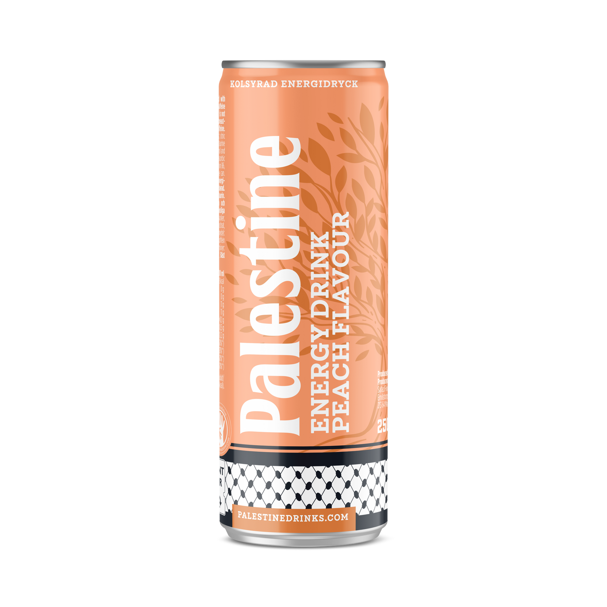Lata de Palestine Energy Peach – dulzura con energía y solidaridad