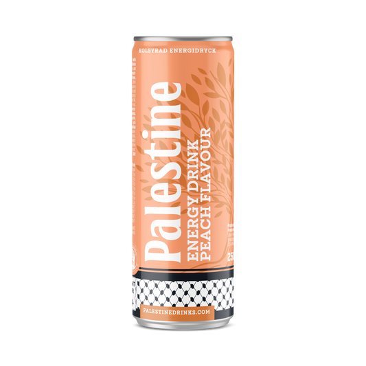 Lata de Palestine Energy Peach – dulzura con energía y solidaridad