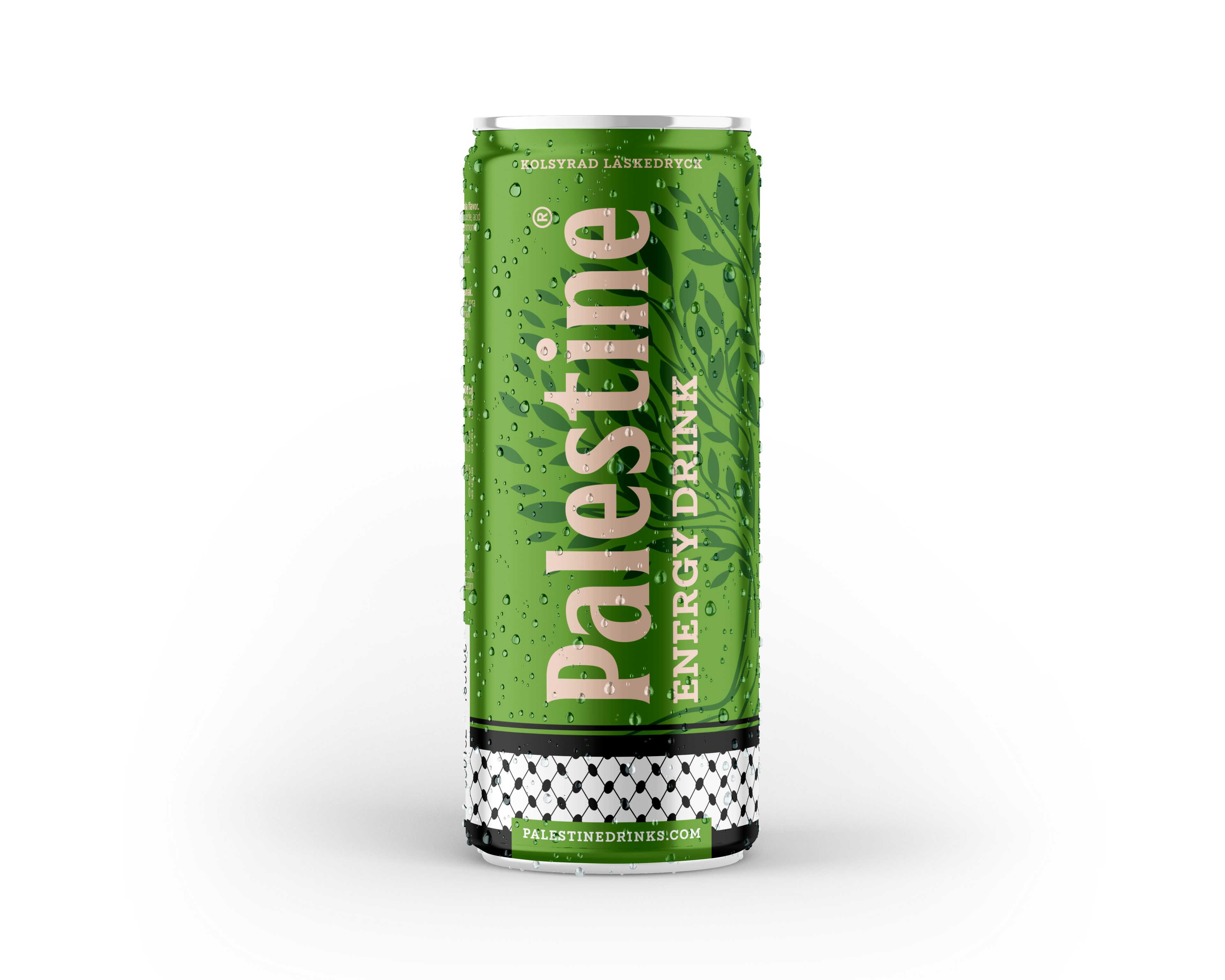 Lata de bebida solidaria Palestine Energy – impulso para ti y esperanza para Palestina