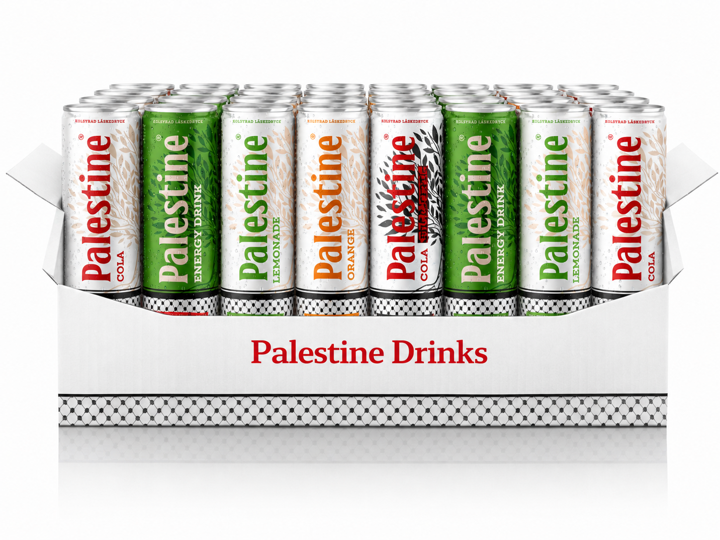 Caja de 24 latas de mix de Palestine Drinks - colas y bebidas energéticas