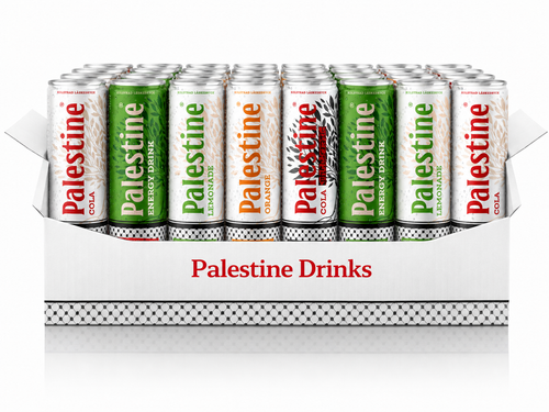 Caja de 24 latas de mix de Palestine Drinks - colas y bebidas energéticas